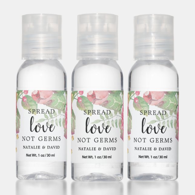 Floral Flowers Roses Spread Love Not Germs Hand Sanitizer (Set)