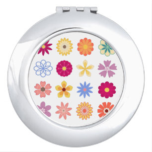 Floral Flowers, Vintage Flowers, Garden Floral Compact Mirror