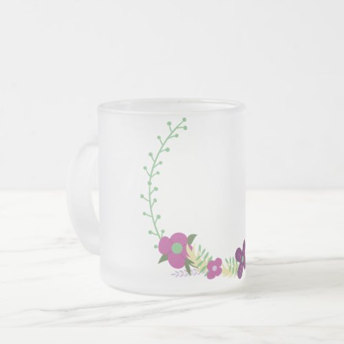 floral_flowers_wreath_laurel_wreath frosted glass coffee mug