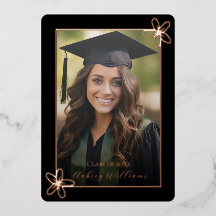 Floral Foil Photo Graduation Announcement