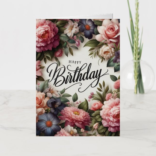 Floral folded Birthday card (Front)