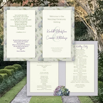 Floral Folded Church Wedding Program Template by BlueHyd at Zazzle