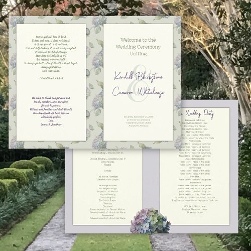 Floral Folded Church Wedding Program Template