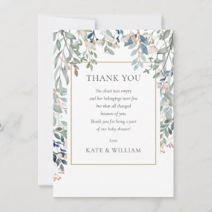 Floral Foliage Baby Shower Poem Thank You Card