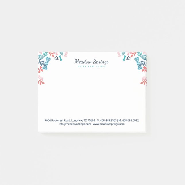 Floral & Foliage Pet Paw Print Framed Post-it Notes (Front)