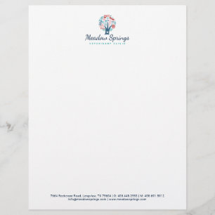 Floral & Foliage Pet Paw Print Tree Letterhead