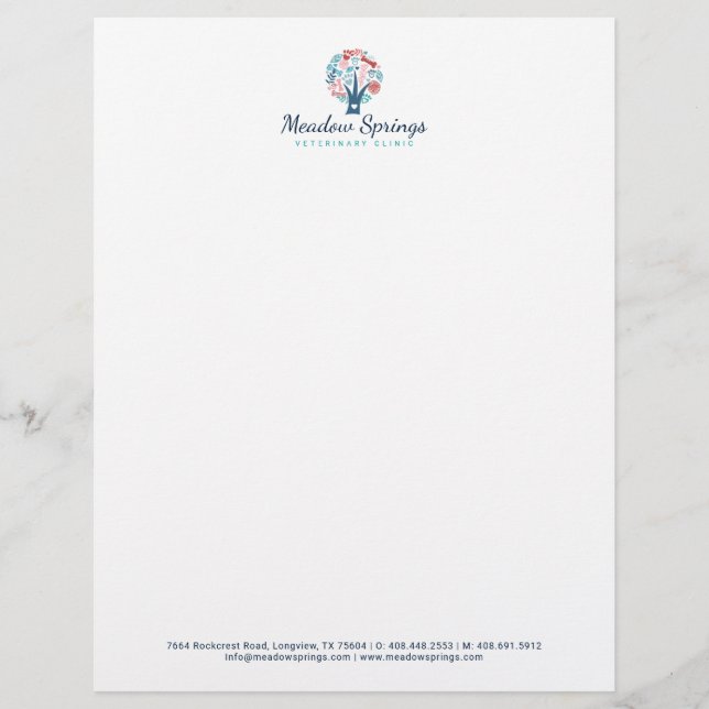 Floral & Foliage Pet Paw Print Tree Letterhead (Front)