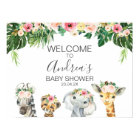 Floral Foliage Safari Animals Baby Shower Welcome 