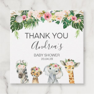 Floral Foliage Safari Baby Shower Favor Tags