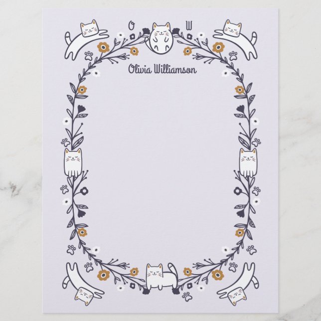 Floral & Foliage Sweet Little kitty Kittens Frame Letterhead (Front)