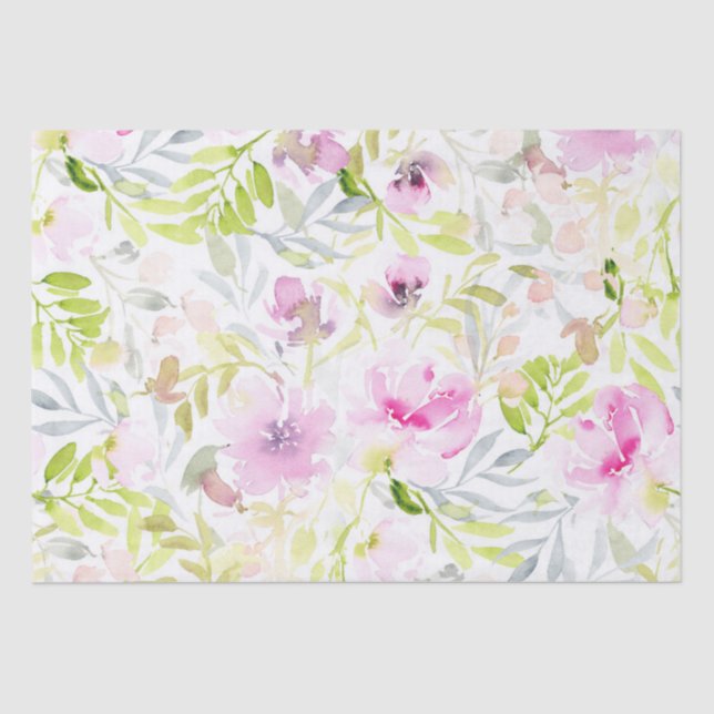 Floral Foliage Watercolor Tissue Paper (Front)