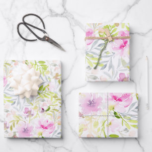 Floral Foliage Watercolor Wrapping Paper Sheets