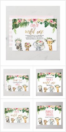 Floral Foliage Wild One Safari Birthday Collection