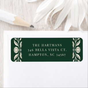 Floral Folk Art Christmas Holiday Return Address Label