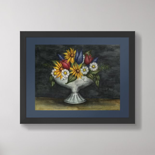 Floral Folk Art Framed Print  (Framed Front)