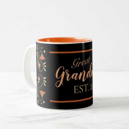Floral Folk Art Great Grandma Est 2022 Two_Tone Coffee Mug