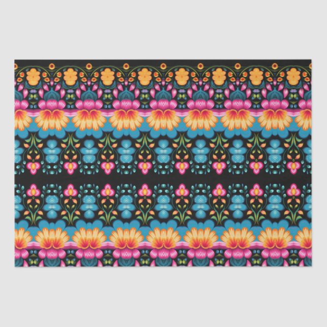Floral Folk Art Modern Tissue Paper (Front)