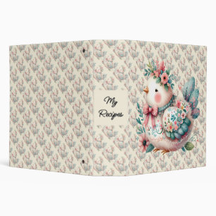 Floral Folk Bird with Pastel Boho Charm 3 Ring Binder
