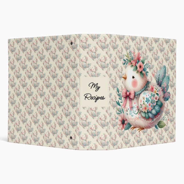 Floral Folk Bird with Pastel Boho Charm 3 Ring Binder (Background)