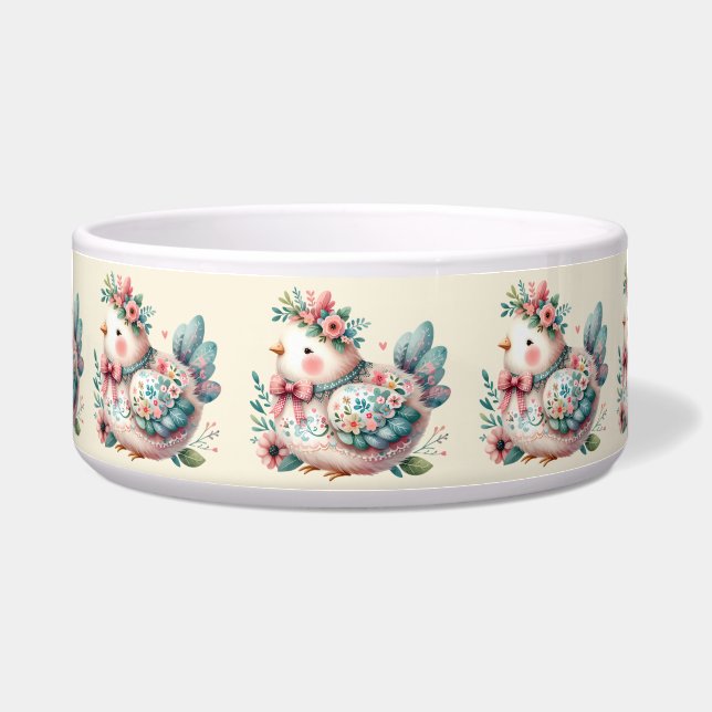 Floral Folk Bird with Pastel Boho Charm Bowl (Front)