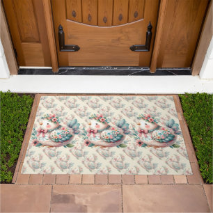 Floral Folk Bird with Pastel Boho Charm Doormat