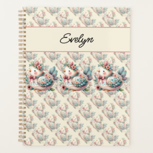 Floral Folk Bird with Pastel Boho Charm Planner