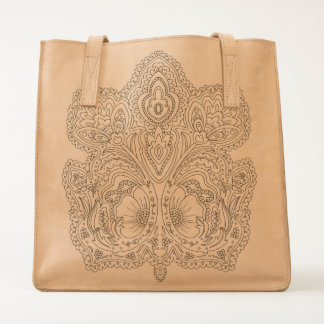 Floral Folk Leather Tote