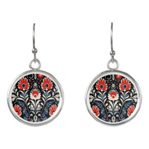 Floral Folk Pattern Earrings
