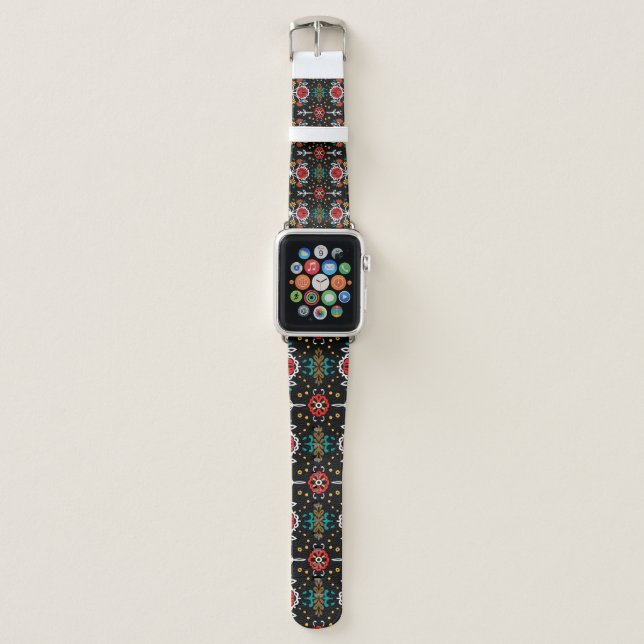 Floral folk pattern: Indian embroidery. Apple Watch Band (Front)