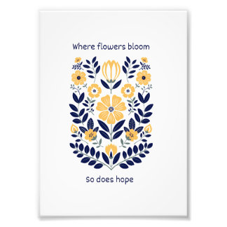Floral Folk Wall Art Print, Scandinavian Botanical