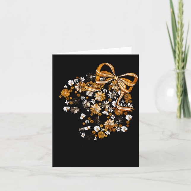 Floral Football Game Day Girly Bow Team Srit Black Card (Front)