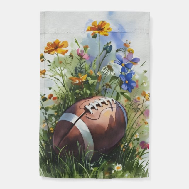 Floral Football Season Home and Garden Flag (Back)