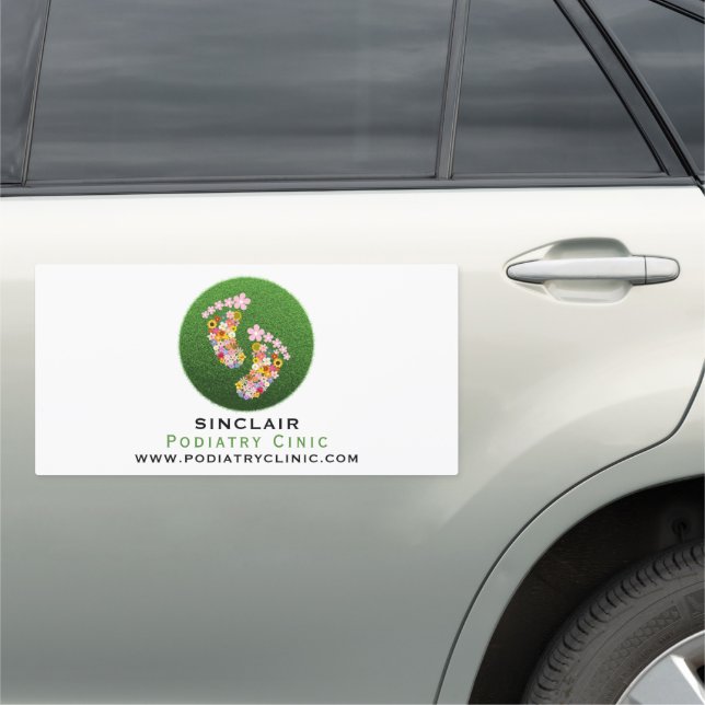 Floral Footprints, Podiatry Clinic, Podiatrist Car Magnet (In Situ)