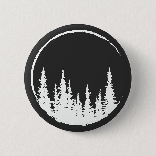 Floral Forest Circle Tree Loving Forest Tree Button (Front)