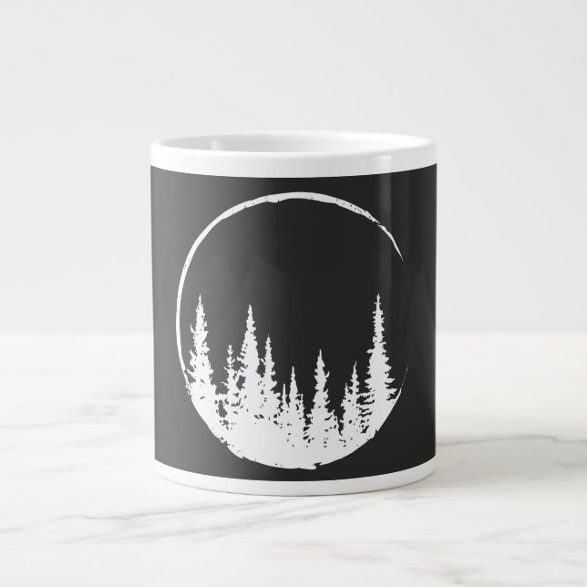 Floral Forest Circle Tree Loving Forest Tree Giant Coffee Mug (Front)