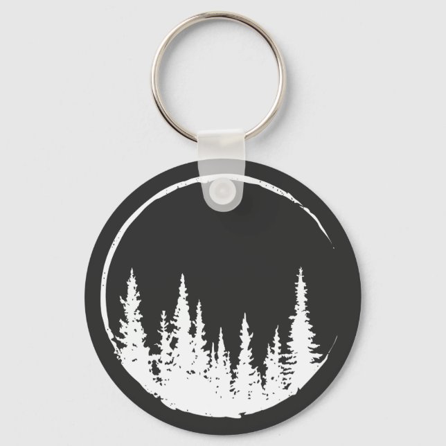 Floral Forest Circle Tree Loving Forest Tree Keychain (Front)