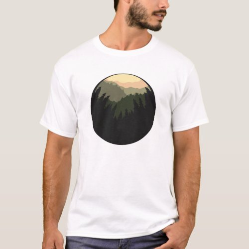 Floral Forest Circle Tree Loving Forest Tree T_Shirt