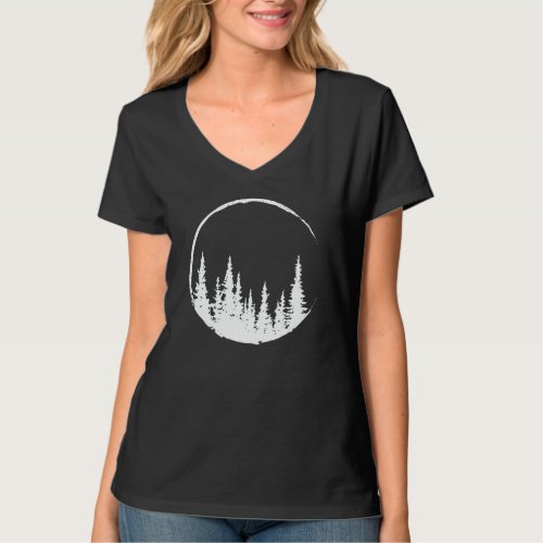 Floral Forest Circle Tree Loving Forest Tree T_Shirt