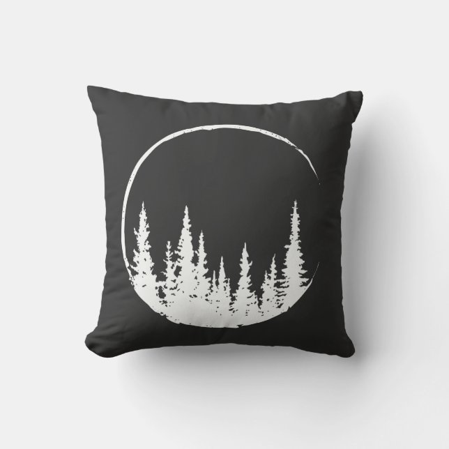 Floral Forest Circle Tree Loving Forest Tree Throw Pillow (Front)