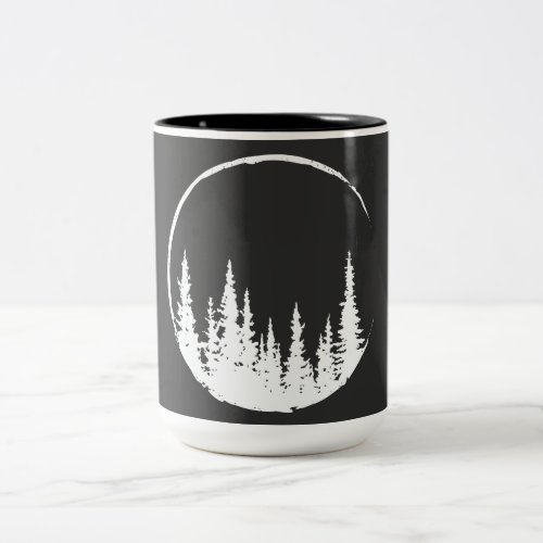 Floral Forest Circle Tree Loving Forest Tree Two_Tone Coffee Mug