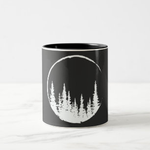 Floral Forest Circle Tree Loving Forest Tree Two-Tone Coffee Mug