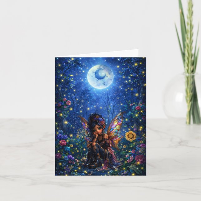Floral Forest Fairy Blank Note Card (Front)