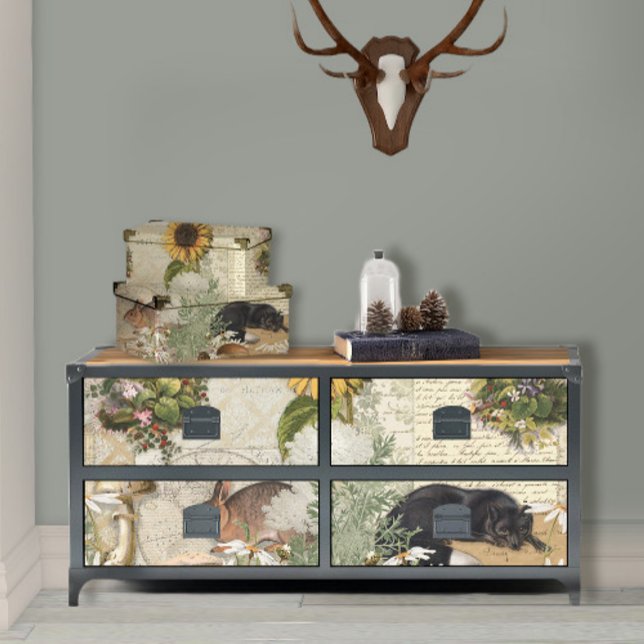 Floral Forest Fox Mushrooms Ephemera Decoupage Tissue Paper (Creator Uploaded)