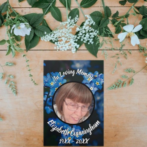 Floral Forget Me Not Patch Five Photo Memorial  Tri_Fold Announcement
