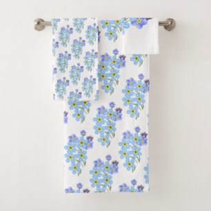Floral Forget me Nots Bath Towel Set