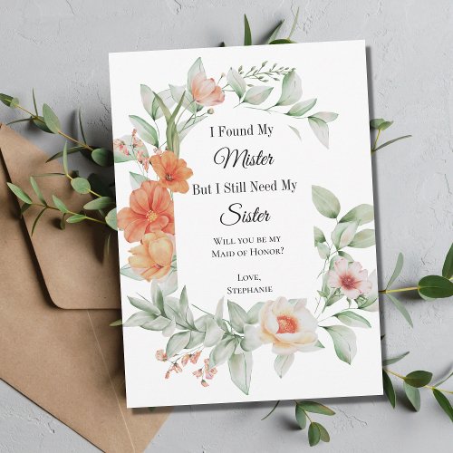 Floral Found My Mister Bridal Party Proposal Cards