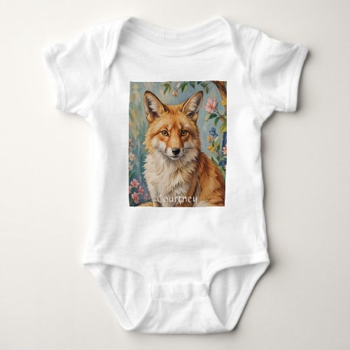 Floral Fox A Fox Among Flowers Baby Bodysuit