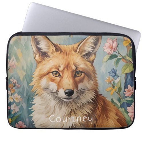 Floral Fox A Fox Among Flowers Laptop Sleeve