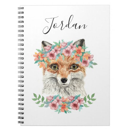 Floral Fox  Add Your Name Notebook