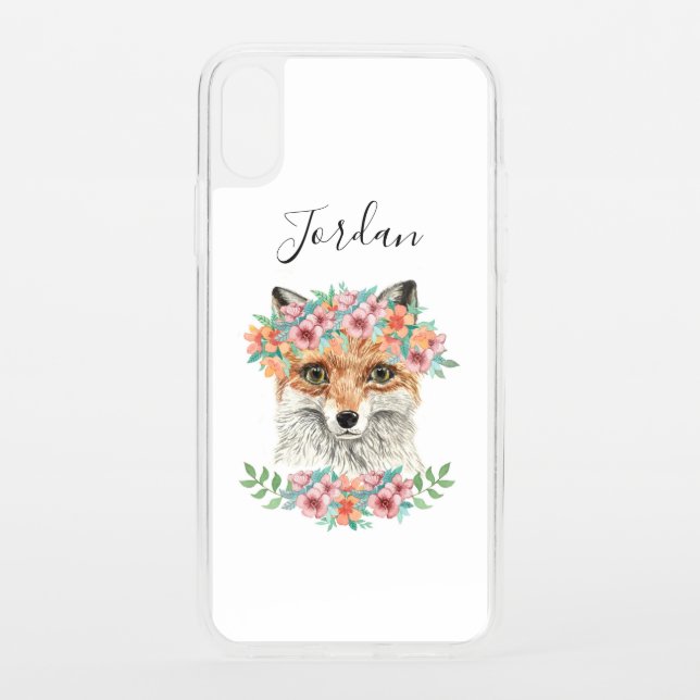 Floral Fox | Add Your Name Uncommon iPhone Case (Back)